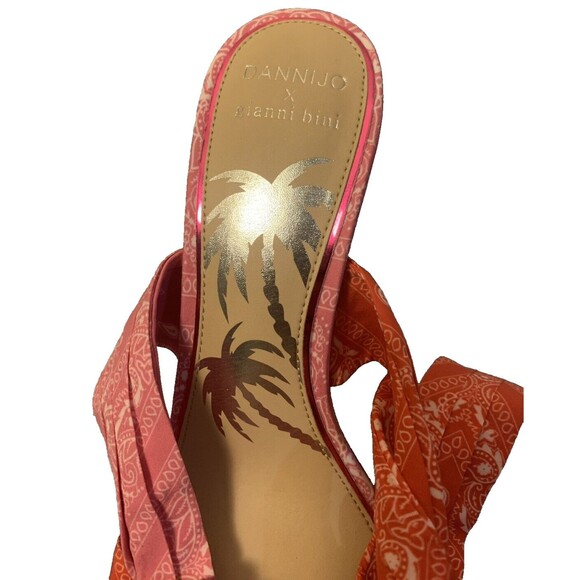 Sz 9 | Gianni Bini x DANNIJO Bandana Colorblock Print Ankle Wrap Heel Barbie - Picture 7 of 10